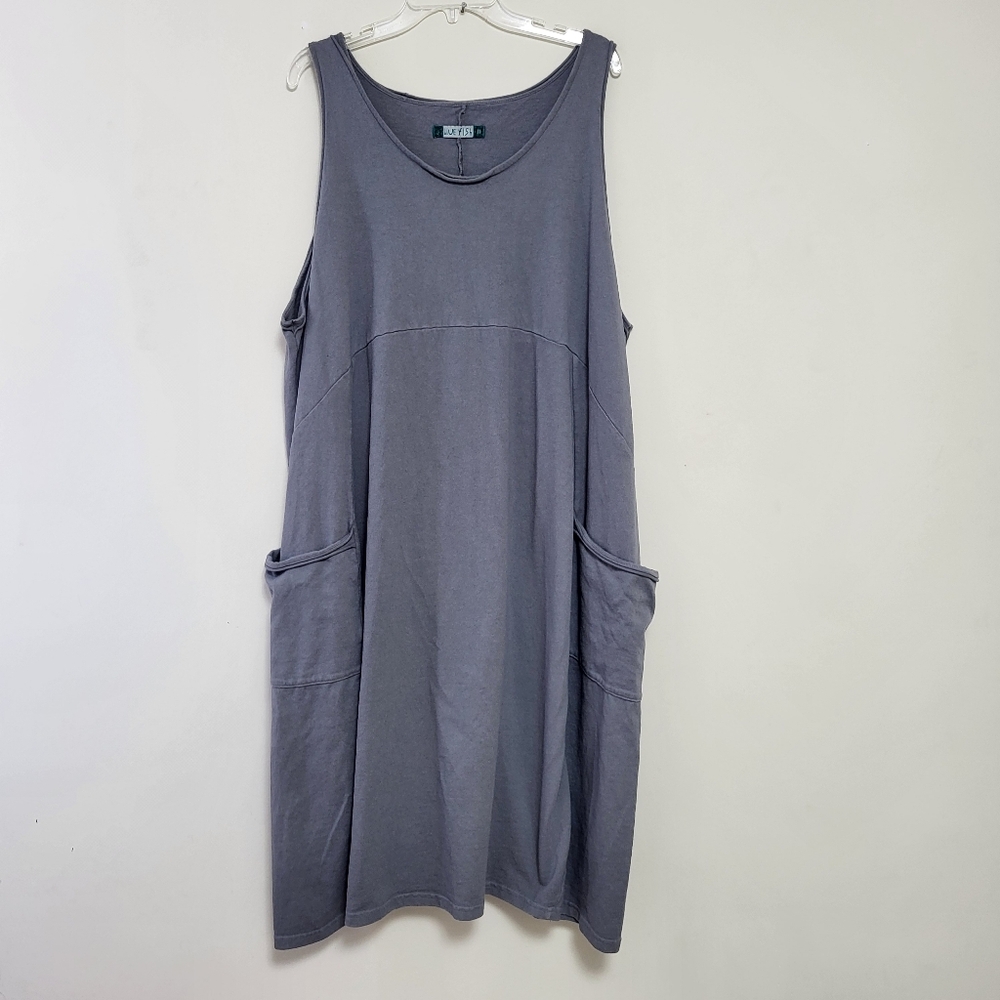 Blue Fish El Prado Organic Cotton Jumper Dress sz 2 gray lagenlook oversized